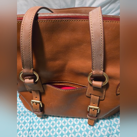 Dooney & Bourke Double Pocket Florentine Satchel - Natural - Picture 14 of 17